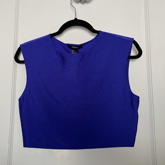 Forever 21 Shimmer Blue Crop Top - Picture 1 of 9